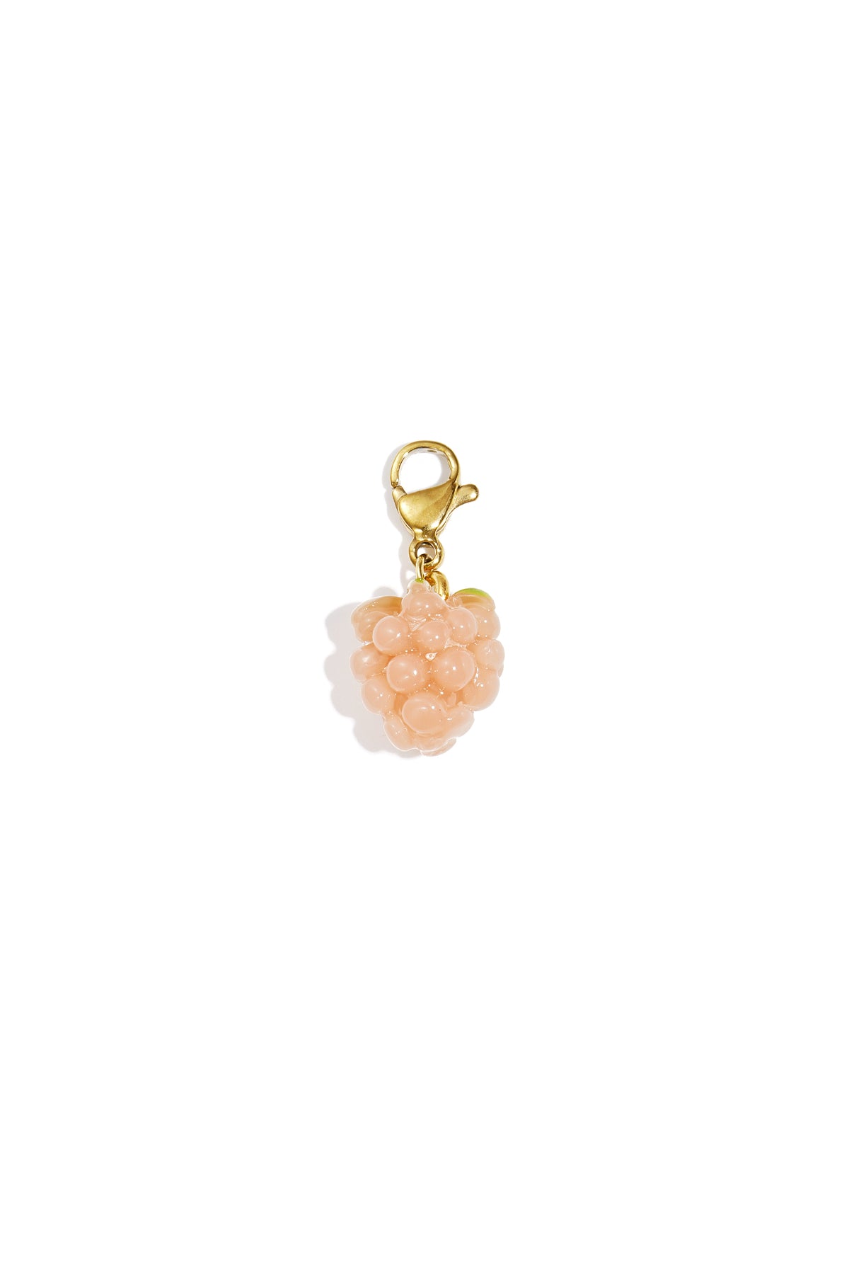 Soft peach resin berry charm with gold lobster clasp
