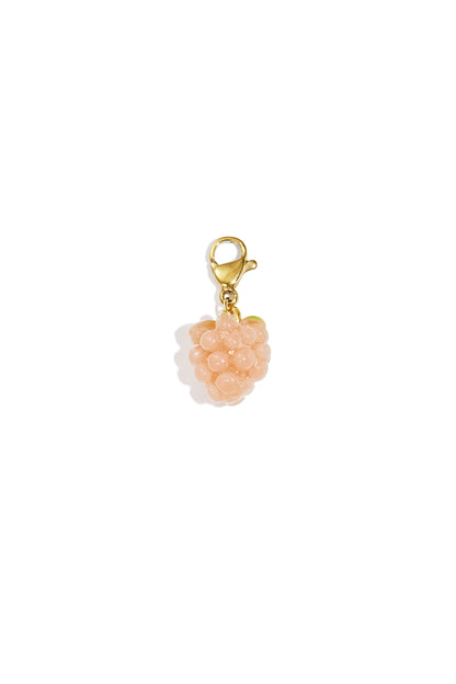 Soft peach resin berry charm with gold lobster clasp