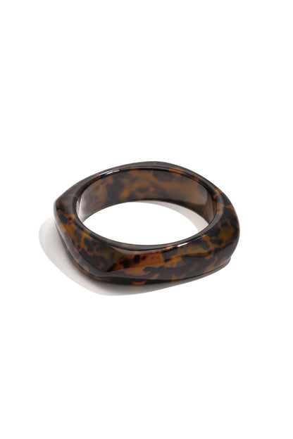 Elegant Brown Leopard Print Resin Bangle for Women