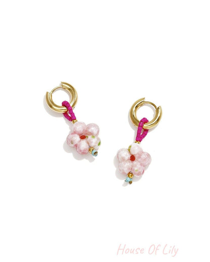 Stainless Steel Beads Earrings Flower Cute Simple Series Women's jewelry