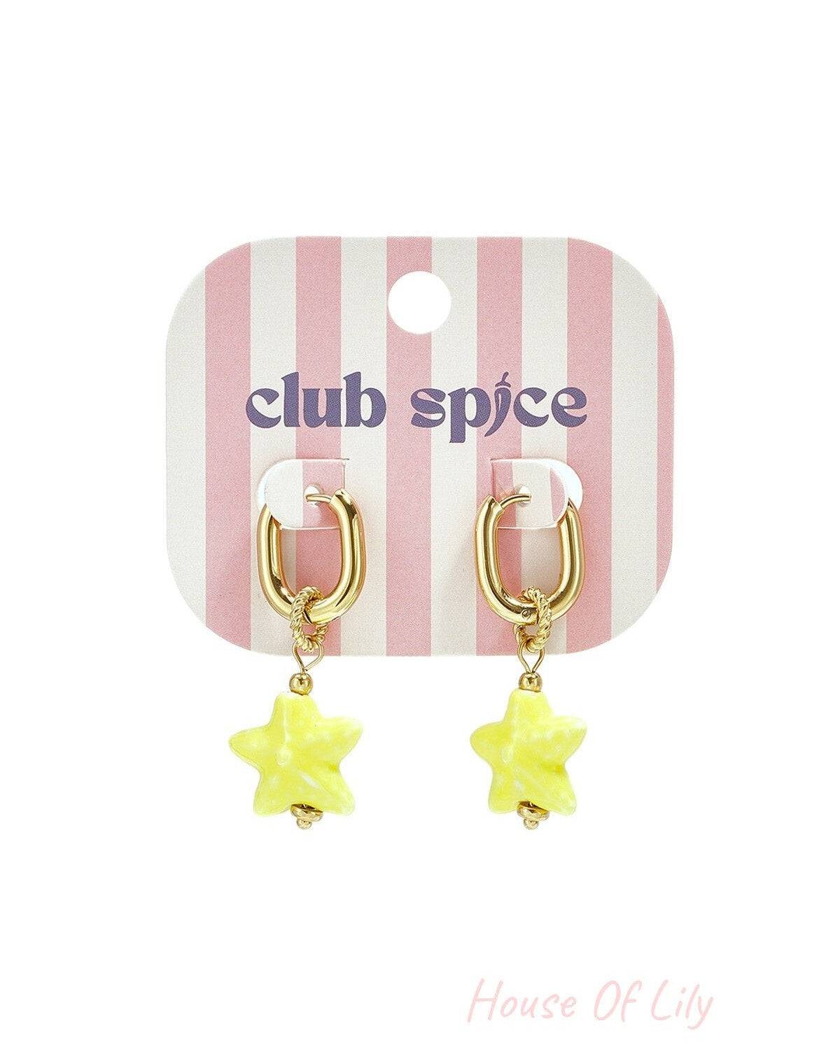 Squoval earrings with colored star pendant