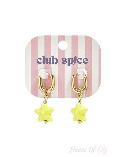 Squoval earrings with colored star pendant