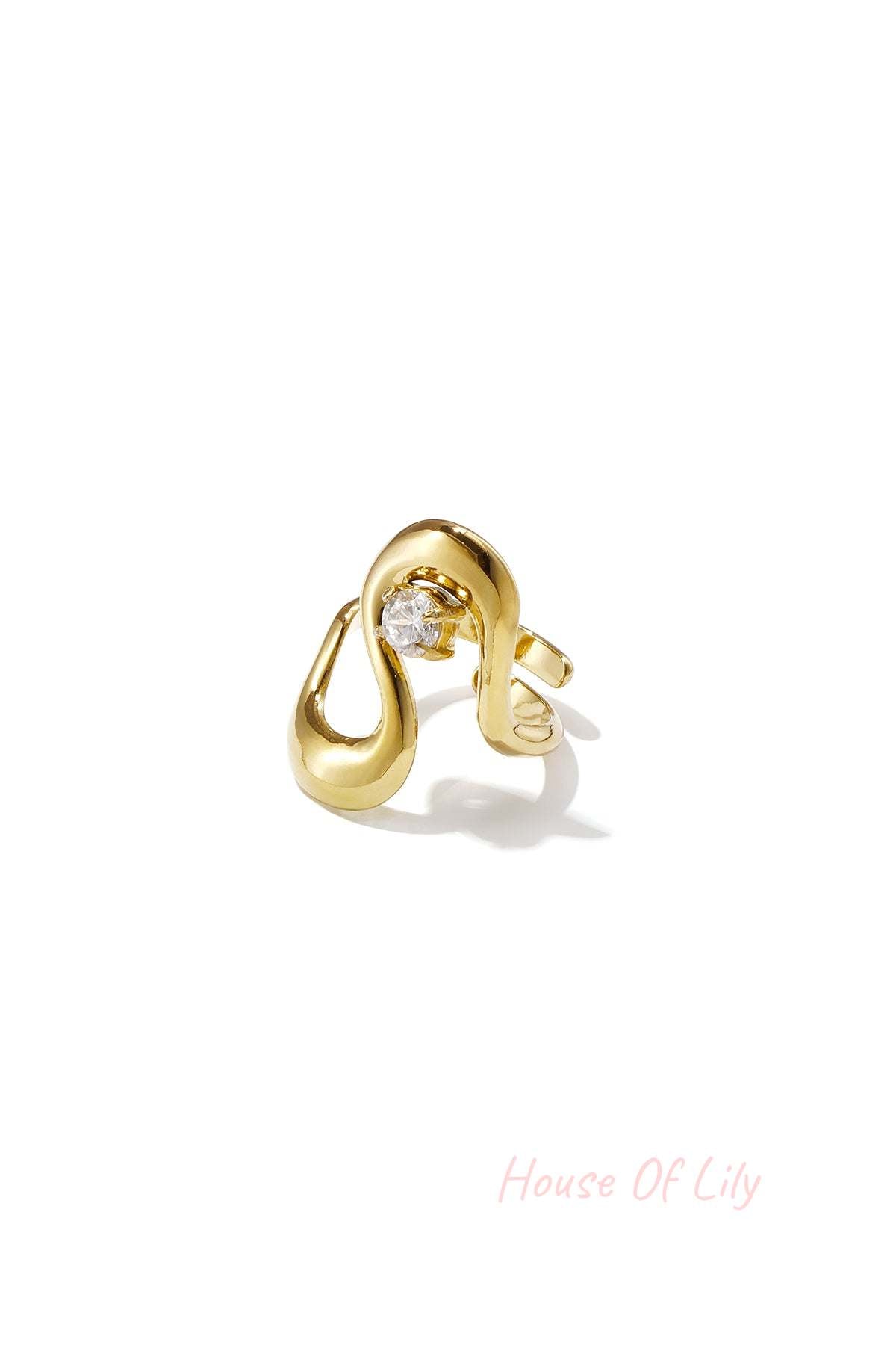 Elegant Adjustable Rhinestone Ring - Silver & Gold