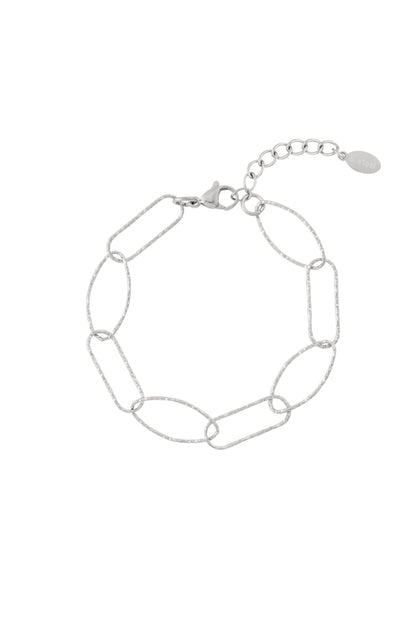 Silver textured chain link bracelet with lobster clasp and adjustable extension