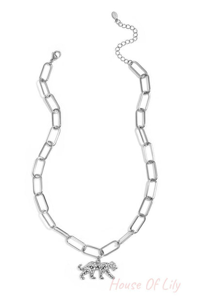 Elegant Animal Pendant Necklace in Silver and Gold