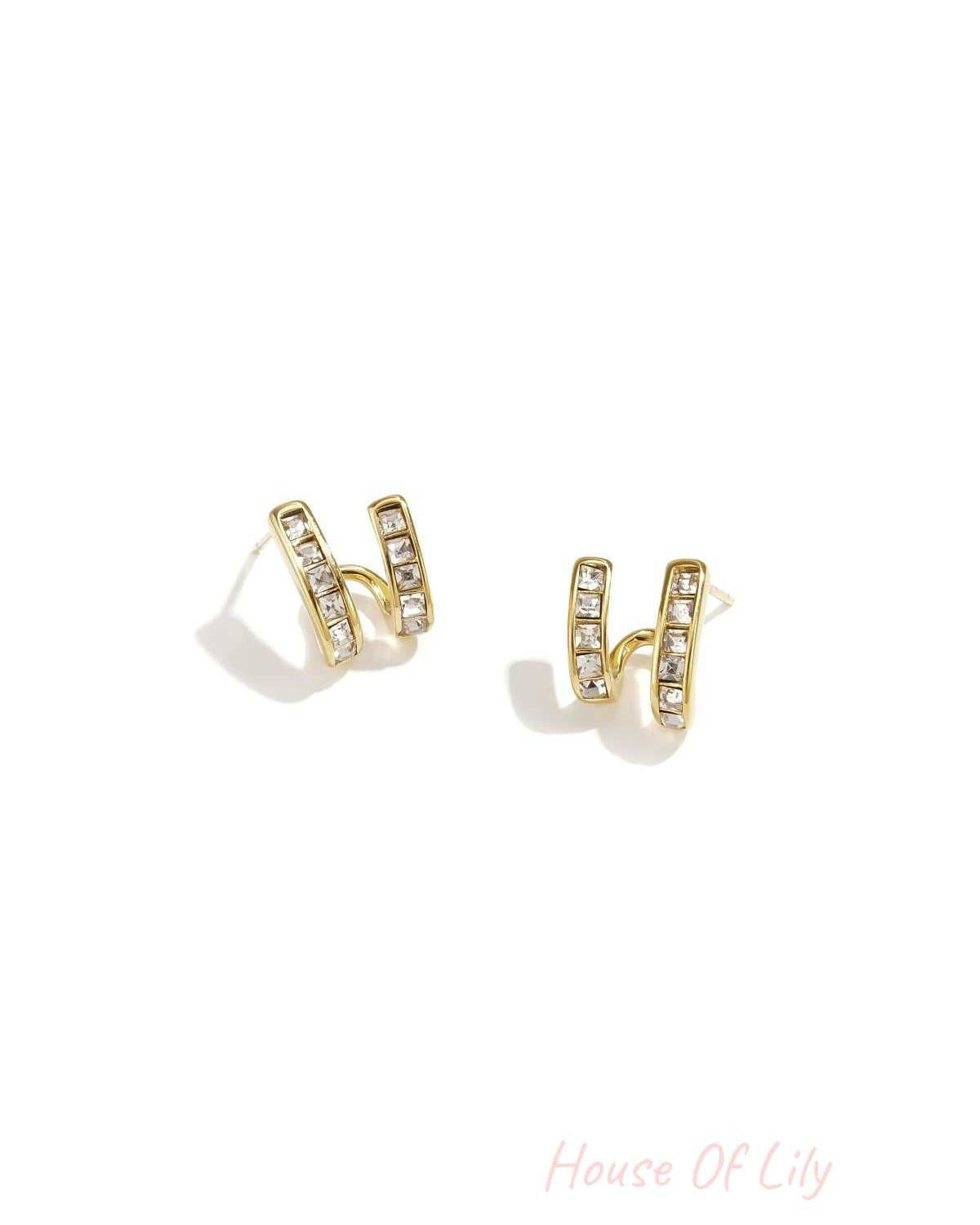 Earrings with double effect and zirconia
