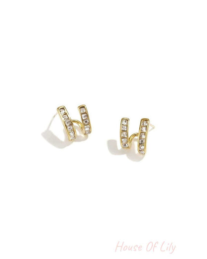 Earrings with double effect and zirconia