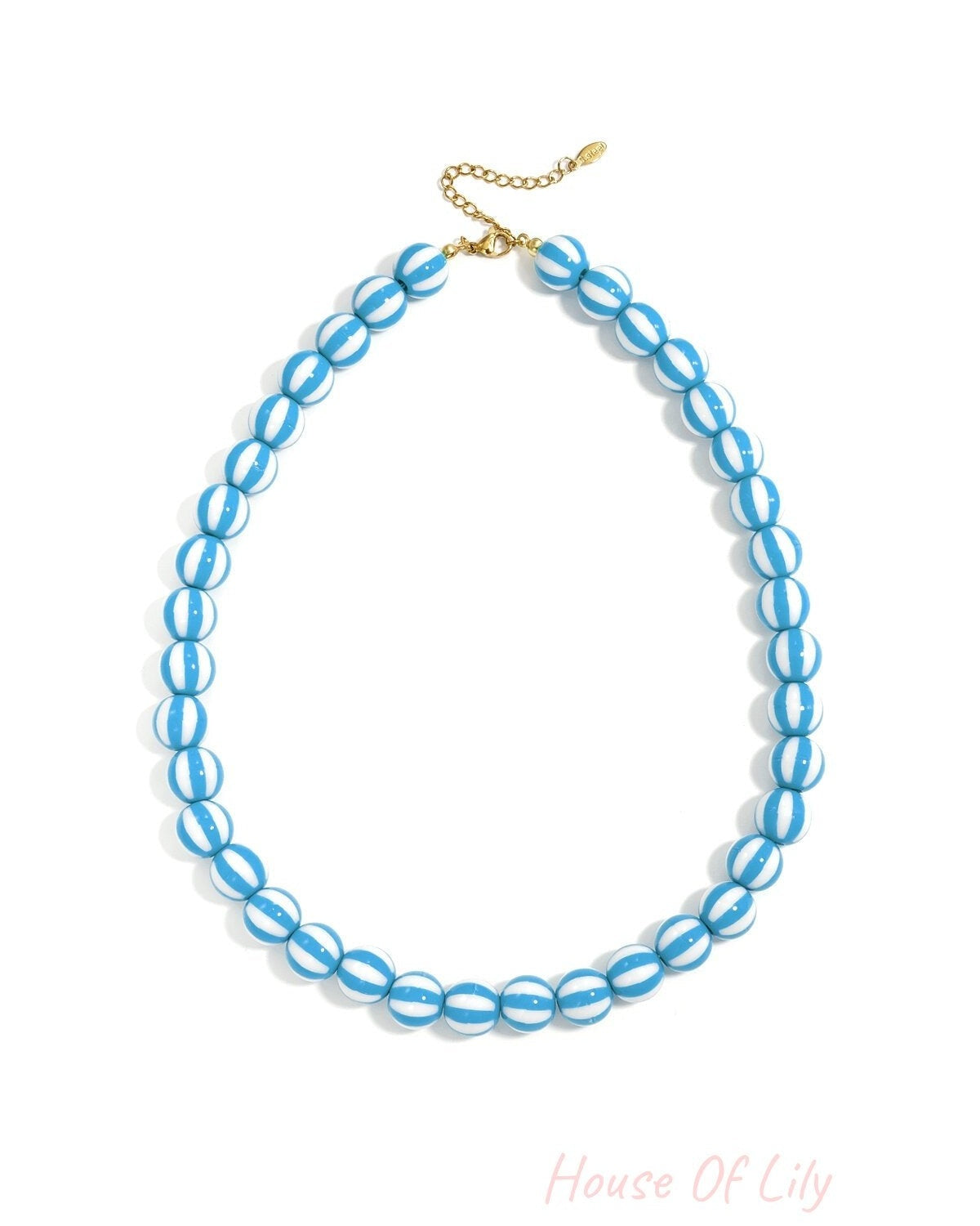 Bead necklace with striped beads