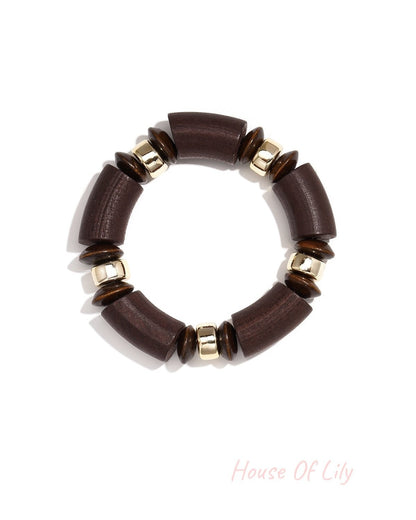 Retro Wooden Beaded Bracelet for Unisex Style