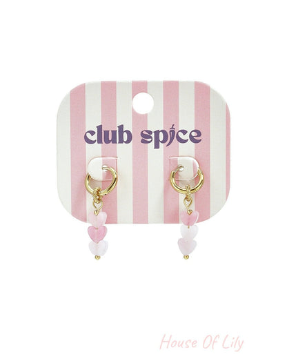 Small hoop earrings with 3 heart-shaped beads