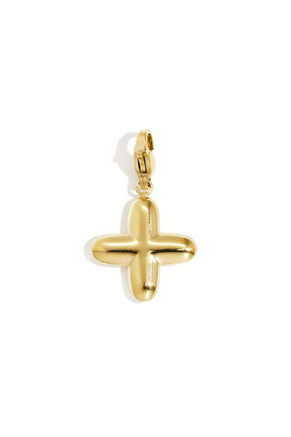 Single gold tone alphabet charm in plus symbol shape with lobster clasp