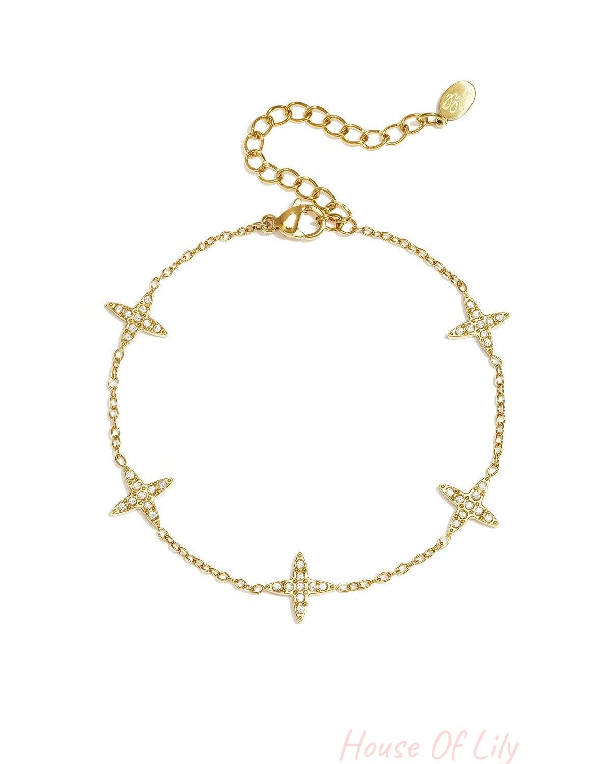Bracelet with clover motif and inlaid clovers