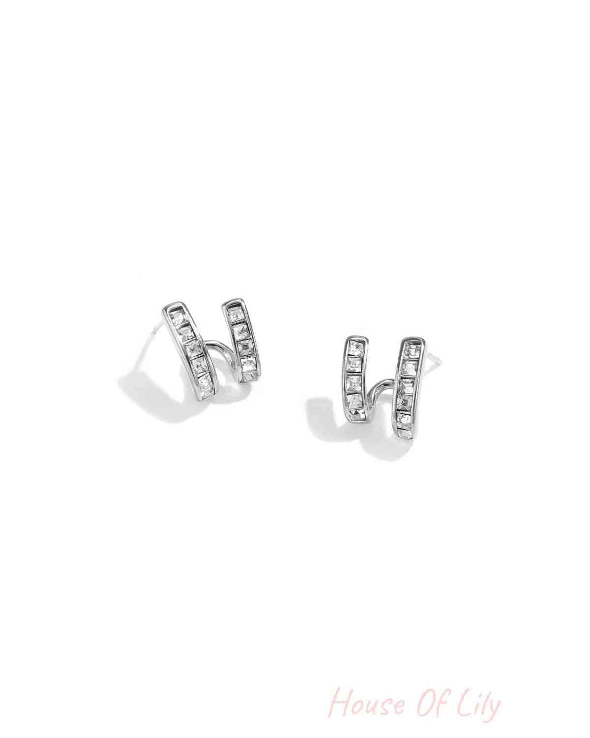 Earrings with double effect and zirconia