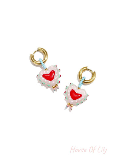 Charming Pink Heart Beads Earrings for Women