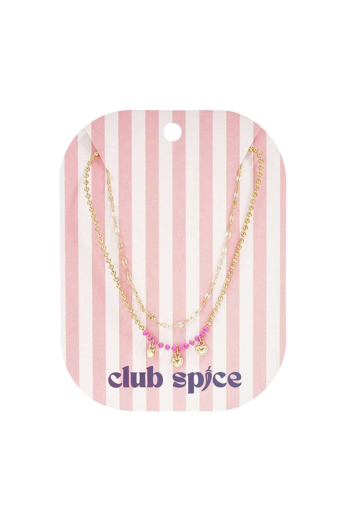 Layered necklaces with beads and hearts