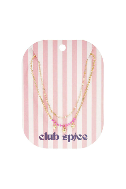 Layered necklaces with beads and hearts