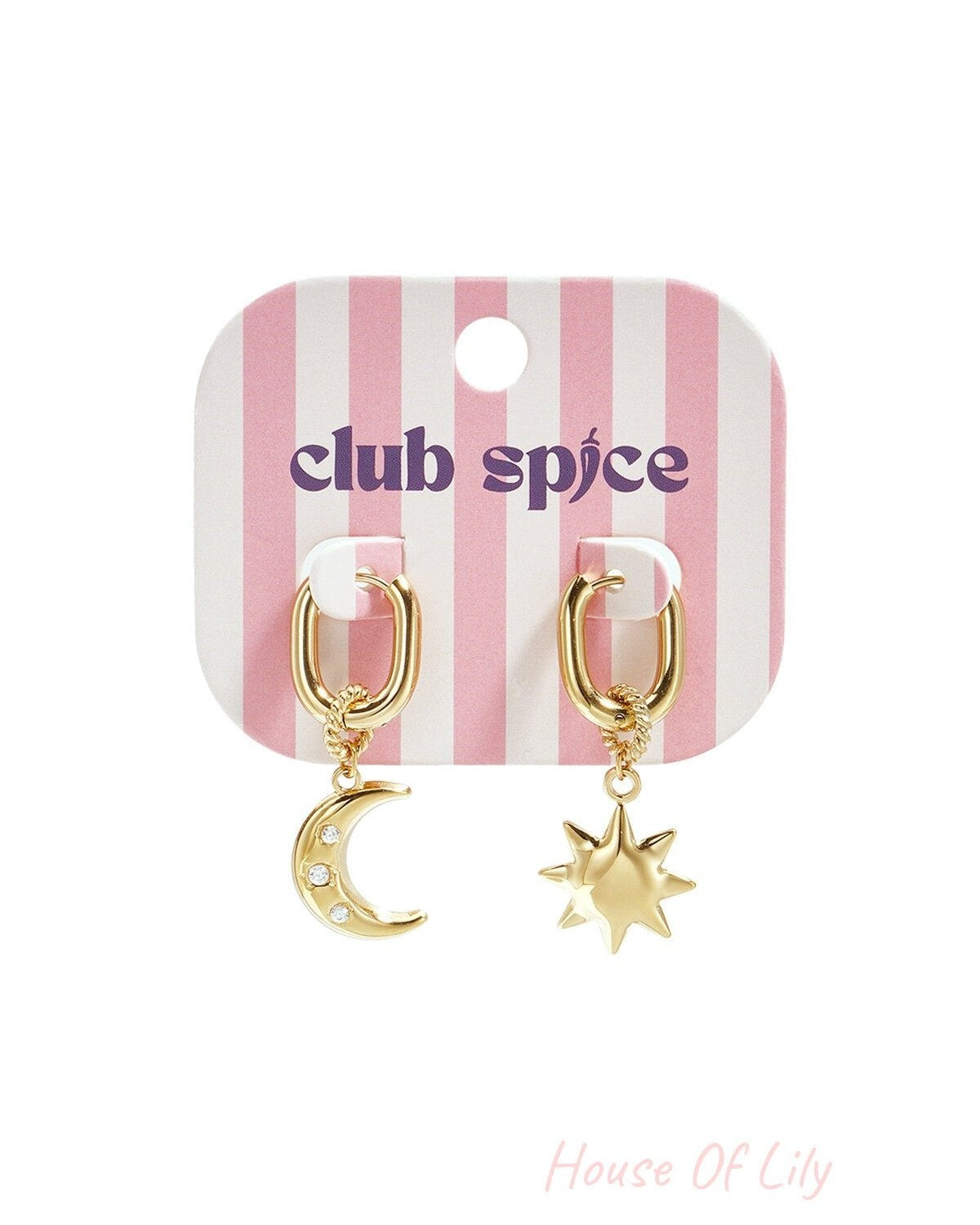 Squoval earrings with moon and star