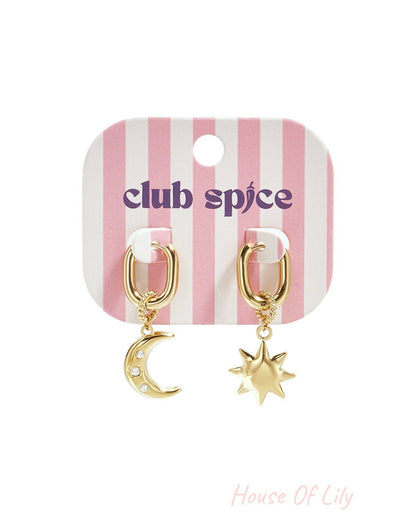 Squoval earrings with moon and star