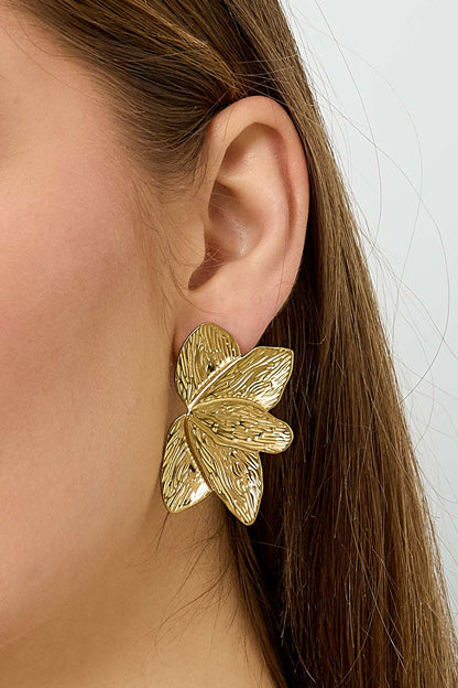 Stainless Steel Stud Earrings leaf Casual Daily Simple Series Women's jewelry
