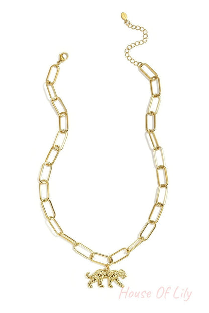 Elegant Animal Pendant Necklace in Silver and Gold