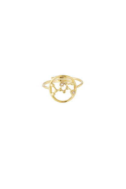 Side shot featuring constellation ring with open adjustable band and glittering stones