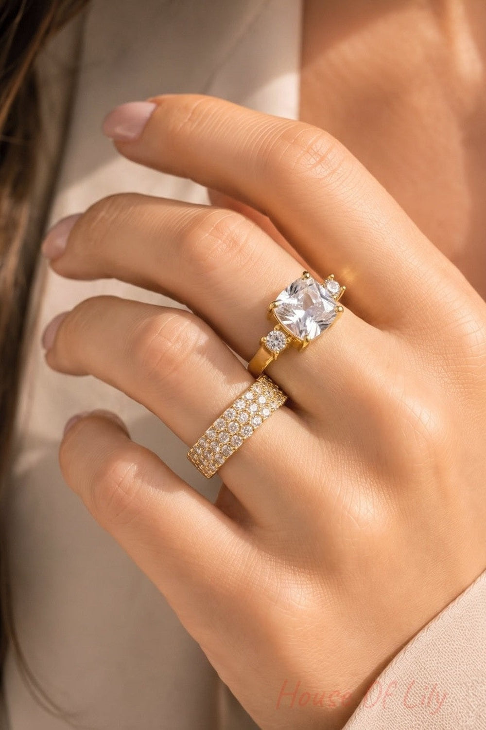 Elegant Minimalist Adjustable Rhinestone Ring