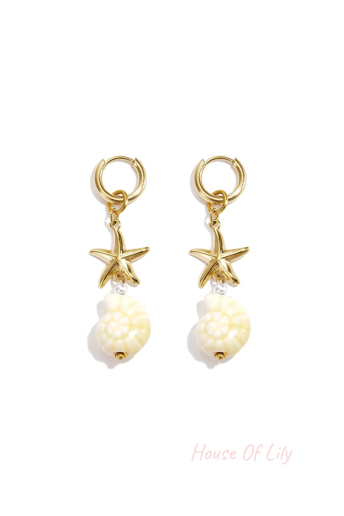 Elegant Shell & Starfish Drop Earrings for Beach Lovers