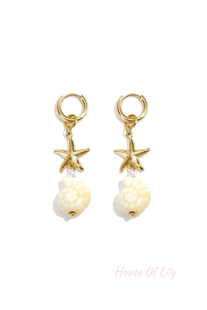 Elegant Shell & Starfish Drop Earrings for Beach Lovers