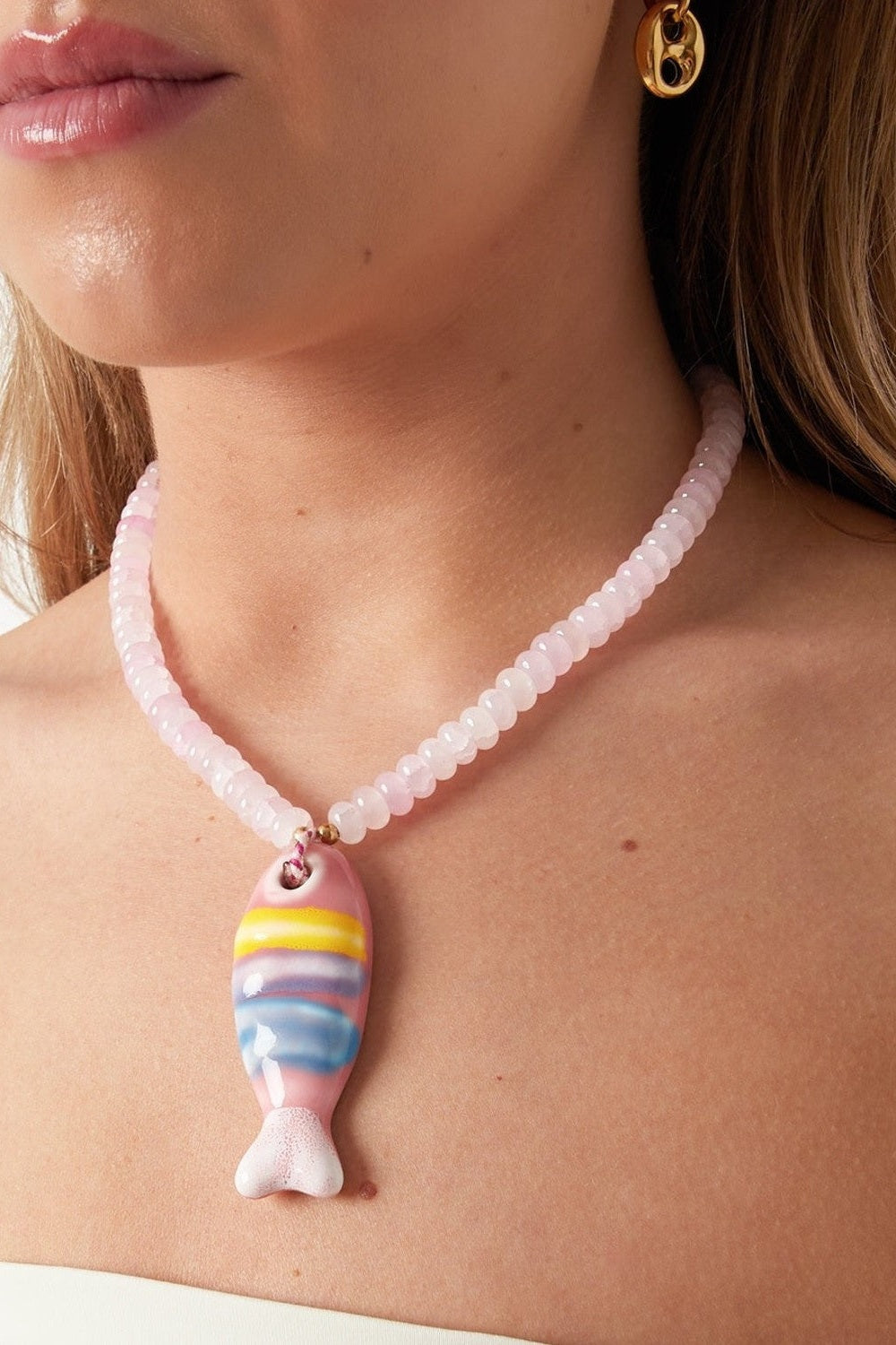 Charming Ceramic Fish Beaded Necklace for Summer