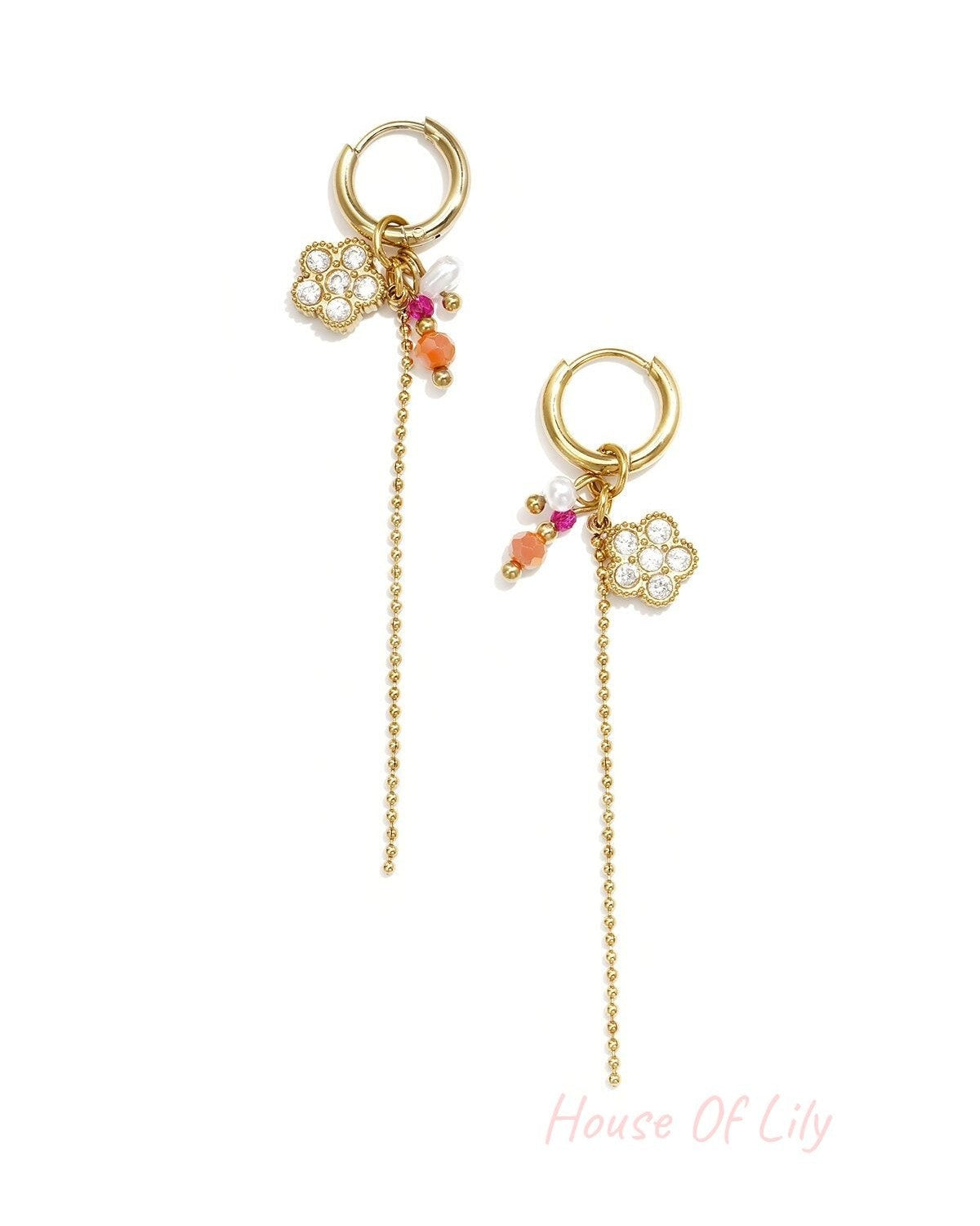 Elegant Gold Color Beaded Earrings for Women