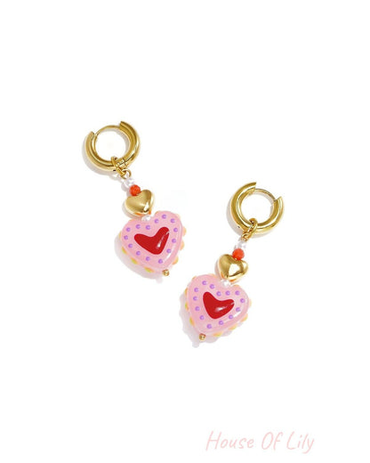 Stainless Steel Beads Earrings Heart Cute Daily Simple Series Women's jewelry
