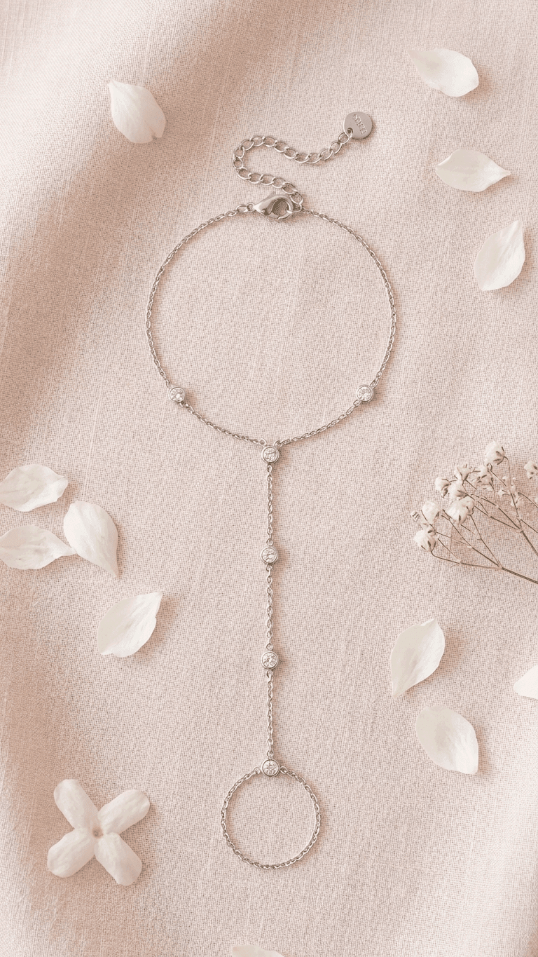 Hand chain with round stones