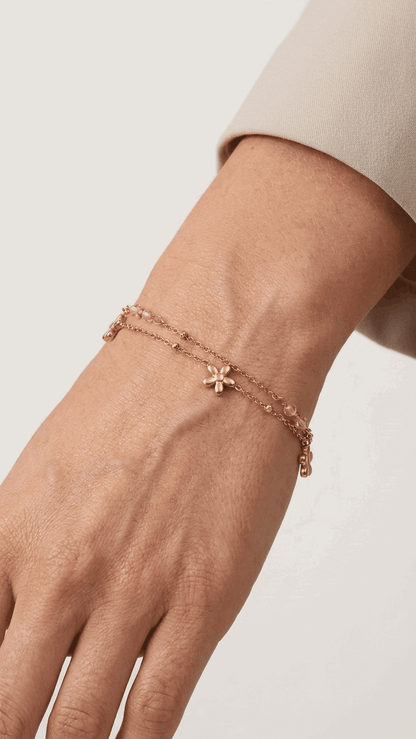 Double bracelet with colorful flowers