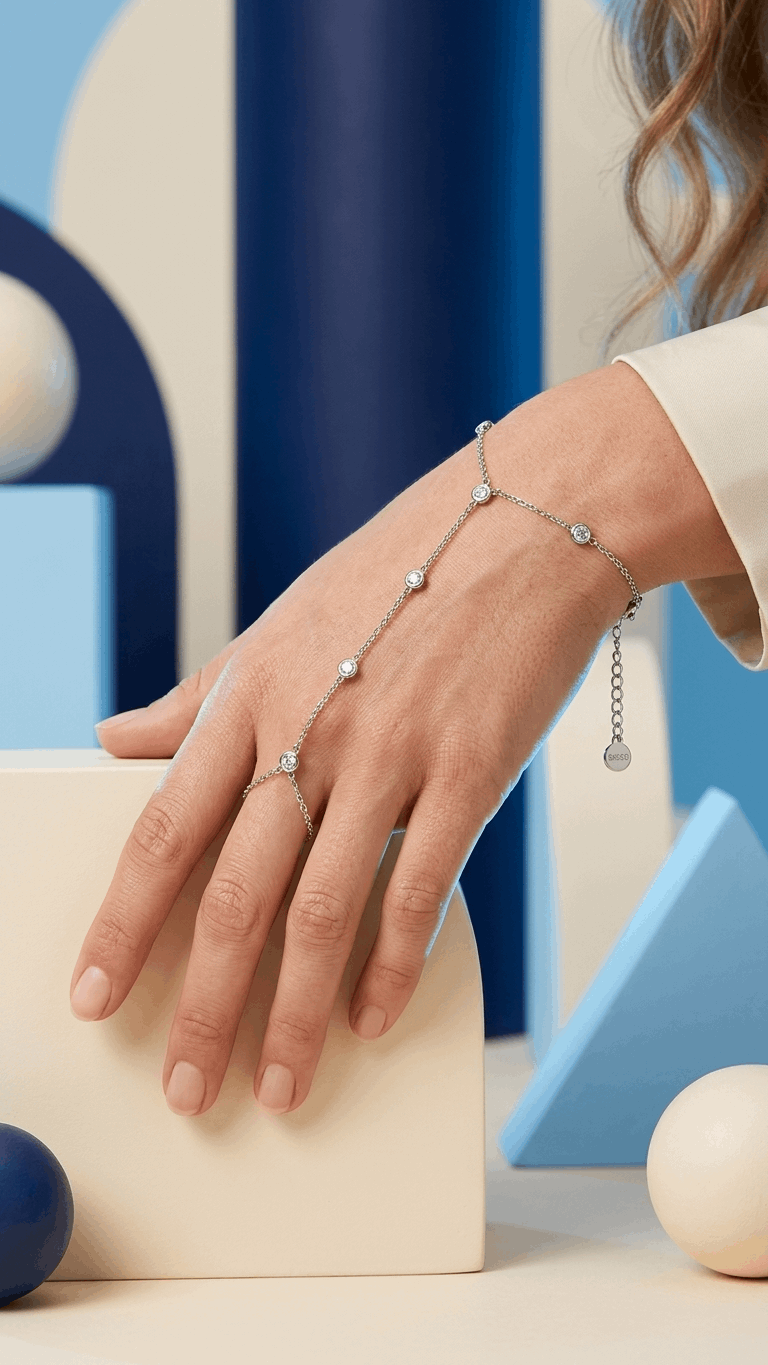 Hand chain with round stones